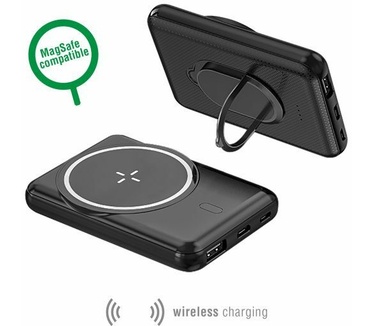 4smarts VoltHub UltiMag. Capaciteit van de accu/batterij: 5000 mAh, Batterijtechnologie: Lithium-Polymeer (LiPo). USB A-uitvoerpoorten: 1, Aantal USB-Type-C-poorten: 1. Draadloos opladen. Output current: 2,1 A. Kleur van het product: Zwart