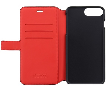 Guess Saffiano PU Leather BookCase - iPhone 7 Plus (5.5") - Black Zwart