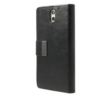 Kees Lederlook Portemonnee Hoesje HTC Desire 610 - Zwart