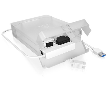 Icy Box USB 3.0 enclosure for a 3.5"/2.5" SATA III drive with (micro)SD-card holder Wit