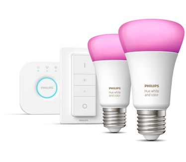 Philips Hue White and Color Ambiance Starterkit E27 (2 lampen, 1 dimmer, Bridge 2.0)