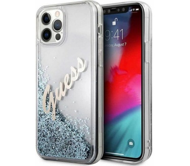 Guess Vintage Liquid Glitter Case iPhone 12/12 Pro (6.1") - Blauw Blauw