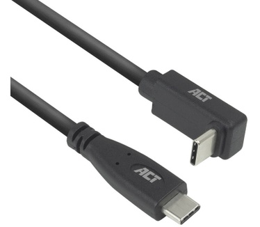 ACT USB 3.0 10Gbps 60W USB Type-C (recht) naar USB Type-C (haaks boven/beneden) kabel, 1 meter
