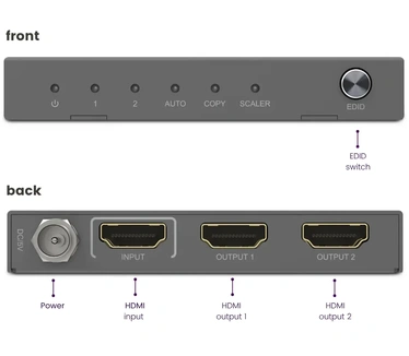 Marmitek HDMI Splitter 4K 60Hz Split 612 Pro - 1 In 2 Uit - HDCP 2.2 - Ondersteunt HDR en Ultra HD - HDMI verdeler voor schermen