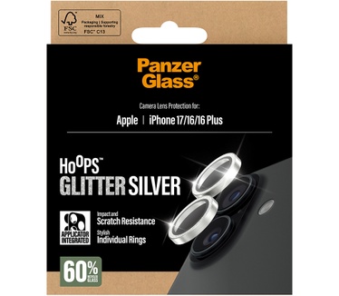 PanzerGlass PanzerGlass® Hoops® Glitter Silver Camera Lens Protector iPhone 17 | iPhone 16 | 16 Plus