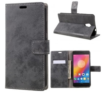 qMust Lenovo P2 Vintage Wallet Case - TPU frame - Grey