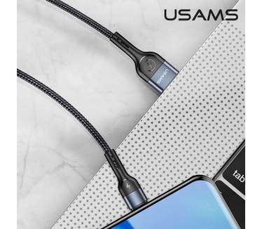 Usams U55 Gevlochten USB Type-C Kabel (100cm) - Zilver Zilver, Zwart