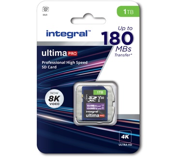 Integral INSDX1TB-180/150V30 1TB SD CARD SDXC UHS-1 U3 CL10 V30 UP TO 180MBS READ 150MBS WRITE