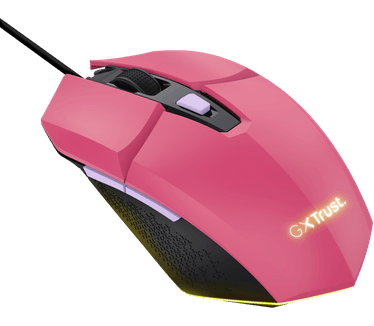 Trust Trust Gaming GXT 109P Felox Gaming Muis met 6 Programmeerbare Knoppen, Ledverlichting, Geïntegreerde Software, 200-6400 DPI, 150 cm USB Kabel, Wired Gaming Mouse voor PC/Laptop - Roze