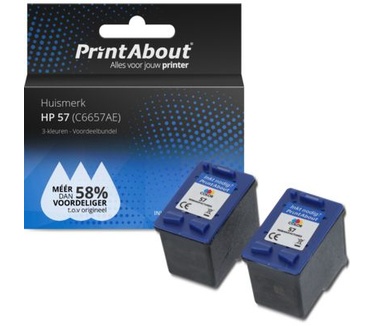 PrintAbout Huismerk HP 57 (C6657AE) Inktcartridge 3-kleuren Voordeelbundel
