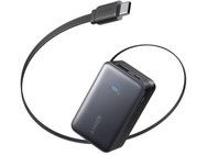 Anker Nano, 10K, 45W, Built-In Retractable USB-C Cable Zwart