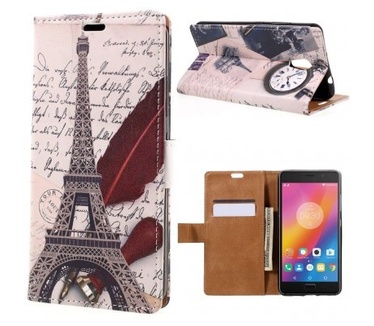 qMust Lenovo P2 Wallet Case - TPU binnenwerk - Eiffel Tower