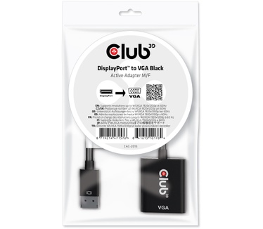 Club 3D DisplayPort™ to VGA Black Active Adapter M/V