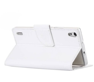 Luxe Lederen Bookcase hoesje voor de Huawei Ascend P7 - Wit (Huawei Ascend P7) Wit