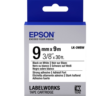 Epson Strong Adhesive Tape - LK-3WBW Strng adh Blk/Wht 9/9