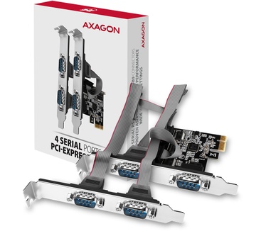 Axagon PCEA-PSN PCIe-Adapter mit 4x Seriell-Ports - ASIX AX99100 Chipsatz