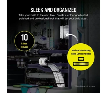 Corsair Premium Individually Sleeved Type-5 PSU Cables Pro Kit Wit, Zwart Wit, Zwart