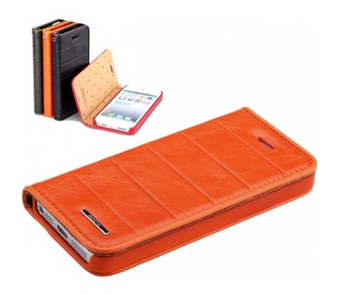 Rock ROCK Leather wallet case Apple iPhone 5 en 5S (ELITE Serie orange)
