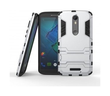 qMust Motorola Moto X Force Hybrid case - Dual Protection - Silver