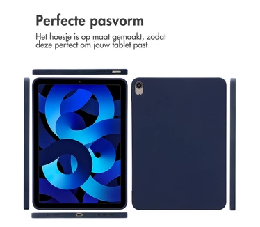 Accezz Liquid Silicone Backcover met penhouder iPad Air (2020 - 2022) - Donkerblauw
