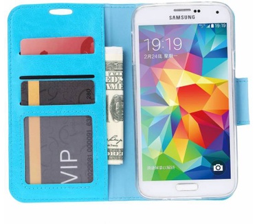 Luxe Lederen Bookcase hoesje voor de Samsung Galaxy S5 - Blauw (Samsung Galaxy S5) Blauw
