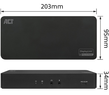 ACT USB-C Docking Station 4K, for 2 HDMI or DisplayPort monitors, DisplayLink
