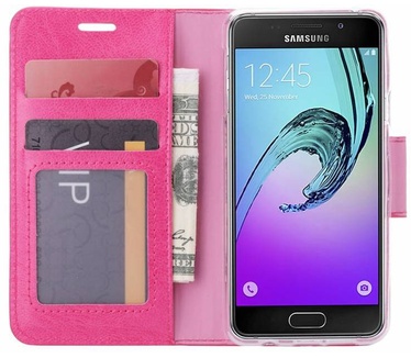 Luxe Lederen Bookcase hoesje voor de Samsung Galaxy A3 (2016) - Roze (Samsung Galaxy A3 (2016)) Roze