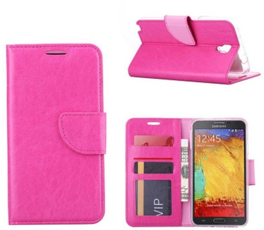 Luxe Lederen Bookcase hoesje voor de Samsung Galaxy Note 3 Neo - Roze (Samsung Galaxy Note 3 Neo) Roze