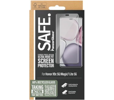 PanzerGlass SAFE. by PanzerGlass® Screen Protector w. Black Frame Honor X9c 5G | Magic7 Lite 5G | Ultra-Wide Fit