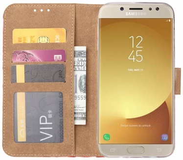 Rozen print lederen Bookcase hoesje voor de Samsung Galaxy J7 2017 - Roze (Samsung Galaxy J7 2017) Roze