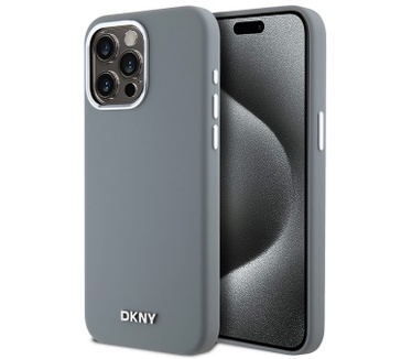 DKNY Silicone Metal Logo Back Case iPhone 15 Pro Max (6.7") Grijs