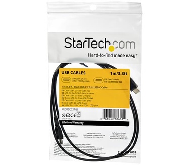 Startech.com USB 2.0 naar USB-C kabel 1m zwart