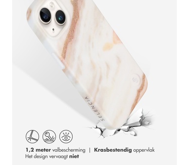 Selencia Aurora Fashion Backcover iPhone 14 - Duurzaam hoesje - 100% gerecycled - Wit Marmer