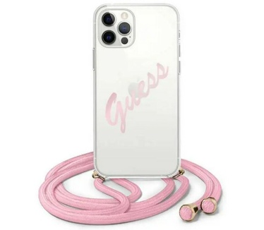 Guess Vintage Transparent Case - iPhone 12 Pro Max (6.7") - Roze Roze