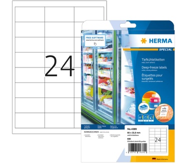 Herma Diepvriesetiketten wit 66x33.8 A4