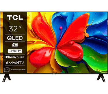 TCL TV 32V4C - 32" HD Smart QLED Direct LED avec Android TV et HDR - Compatible avec Google Cast et Google Home, Design Delgado