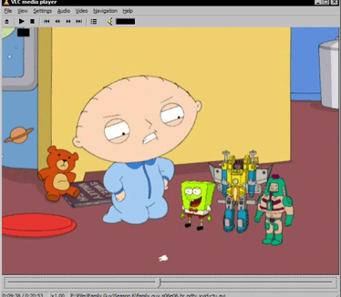 VLC Media Player 0.8.6-test2a - family.guy.s06e06.hr.pdtv.xvid-ctu.avi