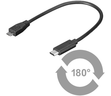 Microconnect Micro USB B/USB C, 0.2 m Zwart