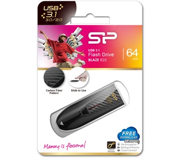 Silicon Power 64GB Blaze B25 USB 3.1 compacte flashdrive Zwart