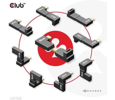 Club 3D USB Type-C Gen2 Angled Adapter set van 2 - 4K120Hz M/V