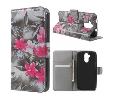qMust Acer Liquid Z410 Wallet Case - TPU binnenwerk - Flowers Grey