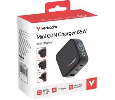 Verbatim Mini GaN Charger with Display 65W