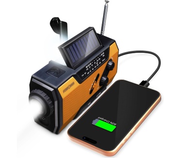 Fospower Noodradio met zonnepaneel en handslinger