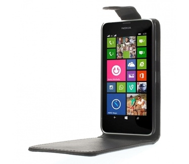 Kees Lederlook Flip Hoesje Nokia Lumia 635 - Zwart