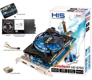 HIS 6750 Fan 1GB GDDR5 PCI-E DP/DVI/HDMI