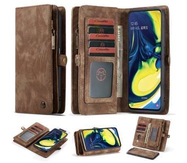 Caseme Samsung Galaxy A80 Luxe Leren Portemonnee Hoesje Bruin