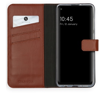 Selencia Echt Lederen Bookcase Samsung Galaxy A21s - Lichtbruin