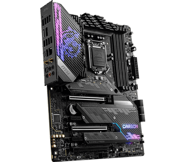 MSI MPG Z590 GAMING CARBON WIFI. Processorfabrikant: Intel, Processor socket: LGA 1200 (Socket H5), Compatibele processors: Intel® Celeron®, Intel® Core™ i3, Intel Core i5, Intel Core i7, Intel Core i9, Intel® Pentium®. Ondersteunde geheugen types: DDR4-S