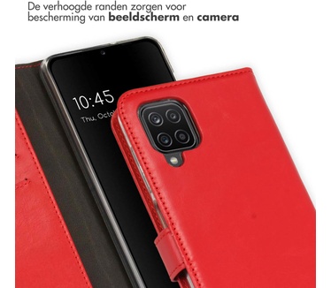 Selencia Echt Lederen Bookcase Samsung Galaxy A12 - Rood
