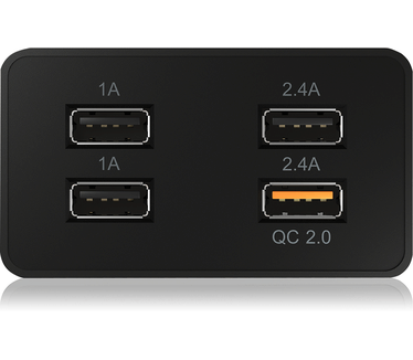 Raidsonic Icy Box IcyBox 4-Port USB-fast-charging-device, Black